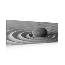 Slika kamen za meditacijo v črnobeli izvedbi - 60x30
