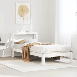 Okvir kreveta s uzglavljem bijeli 75x190 cm od borovine