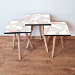 Hanah Home Set klub stočića 3Shp235, 3 komada, Tirkizna
