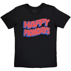 Happy Mondays Wavy Logo Black L Majica