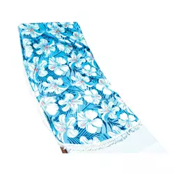 Okrugli peškir za plažu R150cm/ cvetni dezen sv.plavo/beli