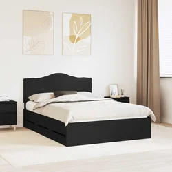 vidaXL Konstrukcija postelje Črna 150 x 200 cm Inženirsko leseno