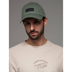 Ombre Mens baseball cap with visor and rectangular patch - khaki