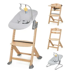 Kinderkraft hranilica Enock wooden + njihaljka Calmee siva
