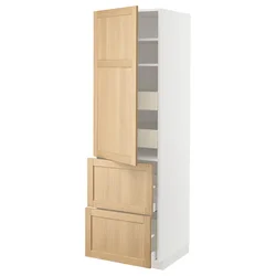 METOD / MAXIMERA Vis.el. s polic/4fiok/vrat/2front, bela/Forsbacka hrastovina, 60x60x200 cm