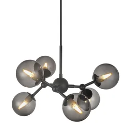 Halo Design 736553 - Luster na sajli ATOM 6xG9/28W/230V prečnik 45 cm crna/k. crna