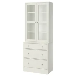 HAVSTA Komb.odlaganje,staklena vrata, bela, 81x47x212 cm