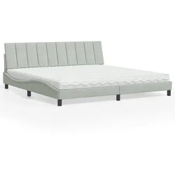 Krevet s madracem Hanko svjetlosivi 200x200 cm baršunasti