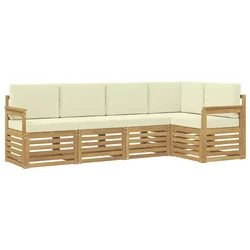 Set vanjskih sofa 5 pcs Bijela i krem 247 x 128,5 x 73 cm