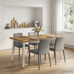 vidaXL Jedilna miza z naravno robom 160 x 90 x 75 cm Bela