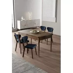 HANAH HOME Rasklopivi trpezarijski sto i stolice (5 delova) Exve Baroque Anthracite