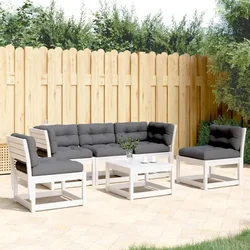 5-dijelni set vrtnih sofa s jastucima bijeli masivna borovina