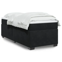 vidaXL Box spring postelja z vzmetnico črna 100x200 cm žamet