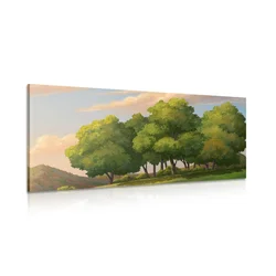 Slika sončni zahod nad pokrajino - 200x100