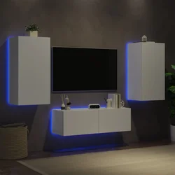 3-dijelni zidni TV ormarići s LED svjetlima bijeli