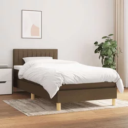 shumee Box spring postelja z vzmetnico temno rjava 100x200 cm blago