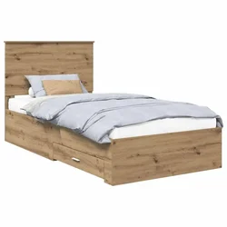 Vidaxl Konstrukcija postelje Umetni hrast 100 x 200 cm Konstruiran les