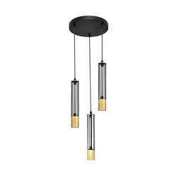 LED luster na sajli BARS 3xGU10/4,8W/230V crna/zlatna