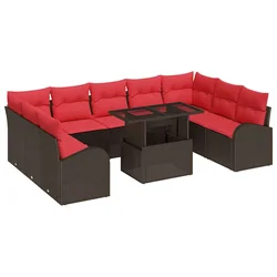 vidaXL vidaXL Vrtna sedežna garnitura 10 pcs Rjava in rdeča 100 x 55 x 73 cm, (5000020509)