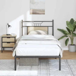 vidaXL Posteljni okvir brez vzmetnice hrast 75x190 cm inženirski les