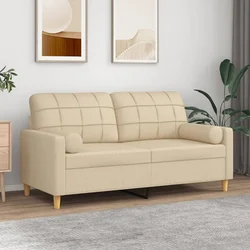 Dvosjed s ukrasnim jastucima krem 140 cm od tkanine