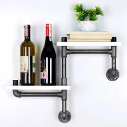 WallXpert zidna polica BORURAF243 u industrijskom stilu sa nosačima od cevi, 56 cm, bela