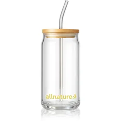 Allnature Glass with Straw steklenica s slamico 1 kos