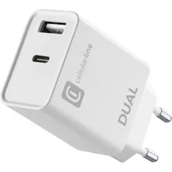 HIšNI POLNILEC USB+USB C 20W CELLULAR LINE