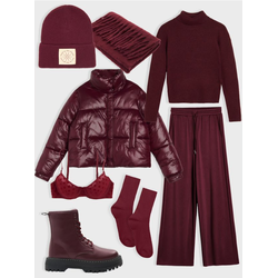 Sinsay - Wide leg pantalone - burgundy