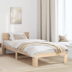 vidaXL Posteljni okvir s hrbtno stranjo 90x190 cm Trden borov les