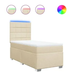 Vidaxl Box spring postelja z vzmetnico krem 90x200 cm blago