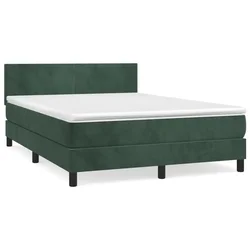 Vidaxl Box spring postelja z vzmetnico temno zelen 140x190 cm žamet