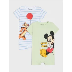 Sinsay - 2-pack pamučni rampers sa printom Mickey Mouse - mint zelena