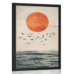 Plakat japandi luna nad morjem - 20x30 silver