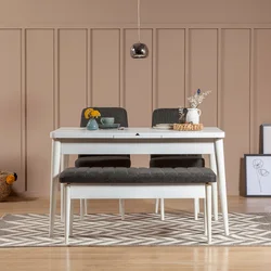 Aberto Design Set trpezarijski sto, 2 trpezarijske stolice i klupa Vina 1053 Belo-Antracit