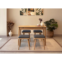 HANAH HOME Trpezarijski sto i stolice Vina Mini 05 1053 Oak Anthracite