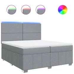 Vidaxl Box spring postelja z vzmetnico svetlo siva 200x200 cm blago