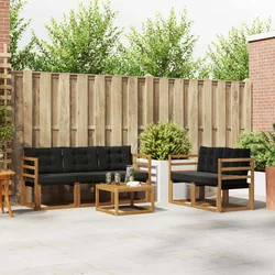 Set vanjskih sofa s jastukom 6 pcs Prirodna i crna