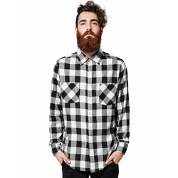 Moška srajca URBAN CLASSICS - karirasti flanel - TB297-črna/bela