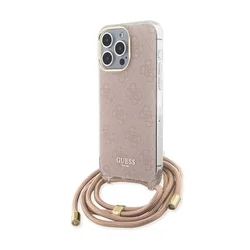 Originalna GUESS Hardcase GUHCP15XHC4SEP torbica za iPhone 15 Pro Max (Crossbody Cord 4G Print / roza)