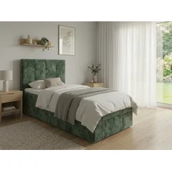 Oblazinjena postelja boxspring DIRELIS VIBE 90x200 cm temno zelena Vzmetnica: Vzmetnica Bonell