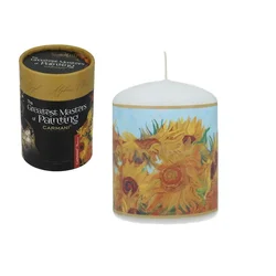 Carmani Dišeča sveča Van Gogh s sončnicami, okrasna sveča za dnevno sobo