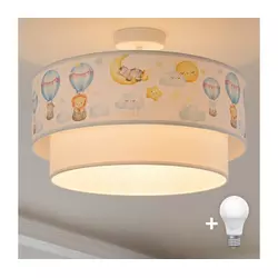 Brilagi-LED Dečiji plafonski luster BOBO 1xE27/10W/230V prečnik 40 cm bela/bež/sa životinjskim motivom.