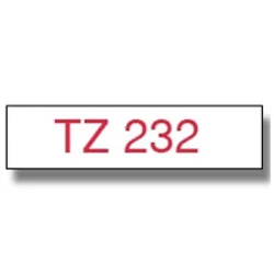 Brother TZe-232/TZ-232 trak 12mm - rdeč izpis/bel trak