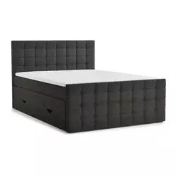 Antracitno siva boxspring postelja s prostorom za shranjevanje 200x200 cm Tasca – Maison de Reve
