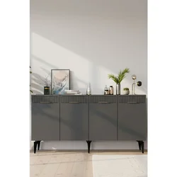 Hanah Home komoda Batum 150, 150 cm, antracit / zlatna