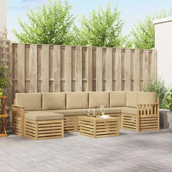 Set vanjskih sofa 7 pcs Bijela i Bež 59 x 59 x 37 cm Poliester