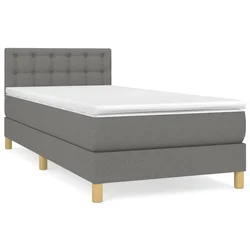 Vidaxl Box spring postelja z vzmetnico temno siva 80x200 cm blago
