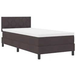 Vidaxl Postelja z vzmetnico z blazino Temno rjava 90 x 200 cm blago