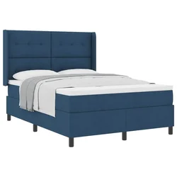 Vidaxl Postelja z vzmetnico z blazino Modra 190 x 140 cm blago